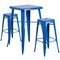 Emma and Oliver Commercial Grade 23.75" Square Metal Indoor-Outdoor Bar Set & 2 Backless Stools